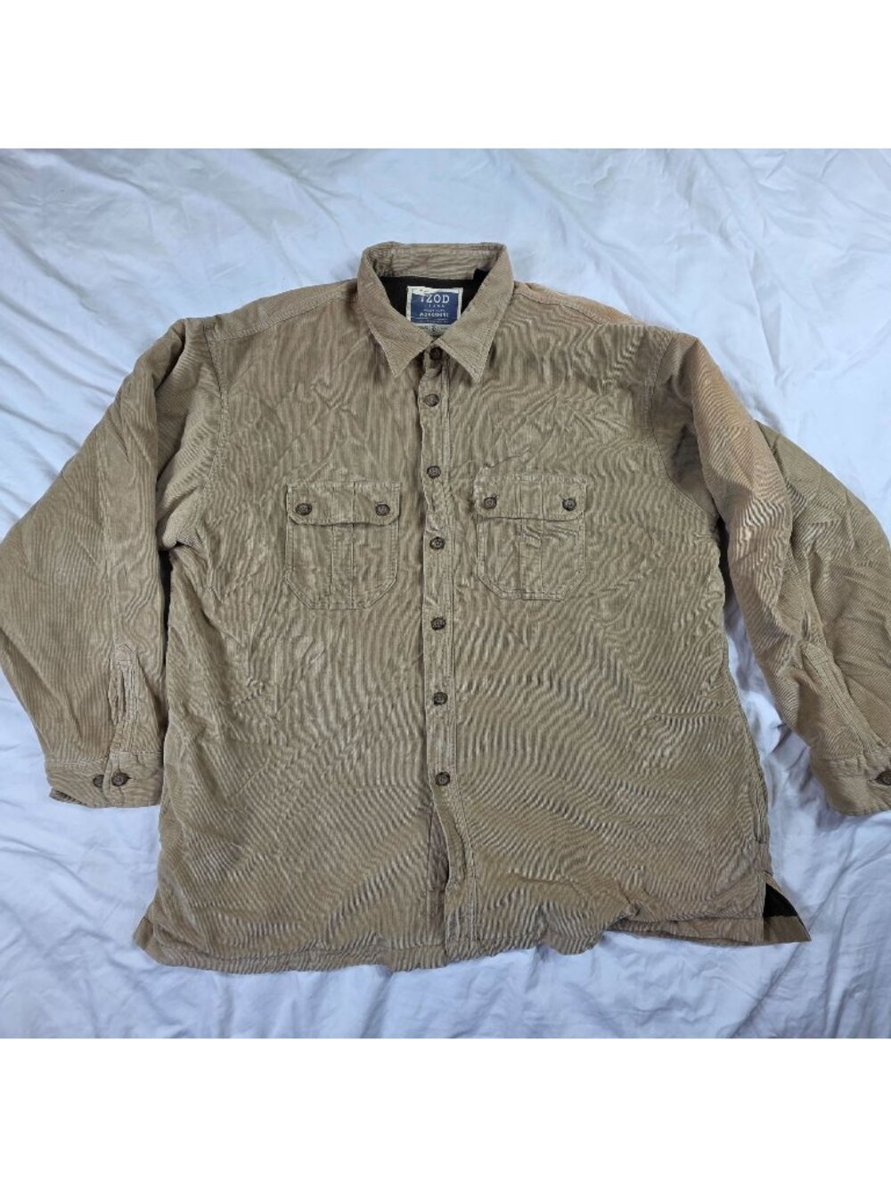 IZOD Jeans Mens Size 2XL Tan Fleece Lined Heavy Duty Workshirt Jacket Casual